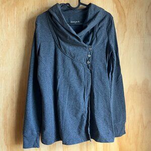 Grey Danskin Asymmetrical Wrap Sweatshirt Size Small